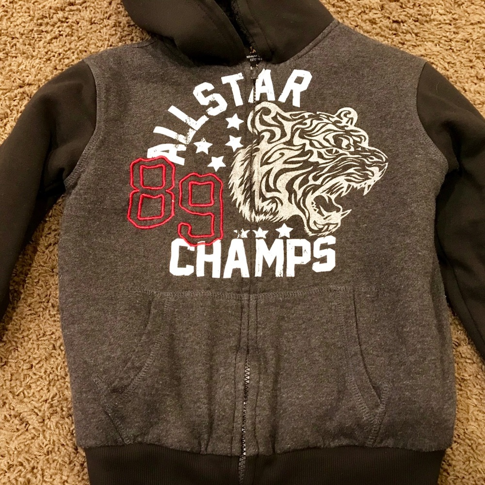 Boys medium fleece zip up hoodie pocket jacket - Picture 3 of 5